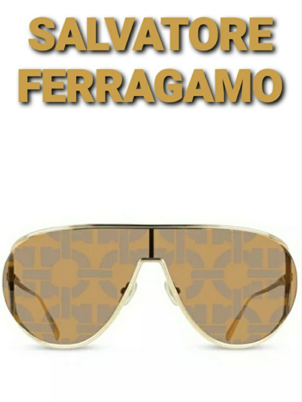 Salvatore Ferragamo Gold Frame Gacini Lens Shield Sunglasses, 63mm NIB! (copy)